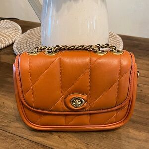 Coach Madison Orange Quilted Chain Shoulder Bag